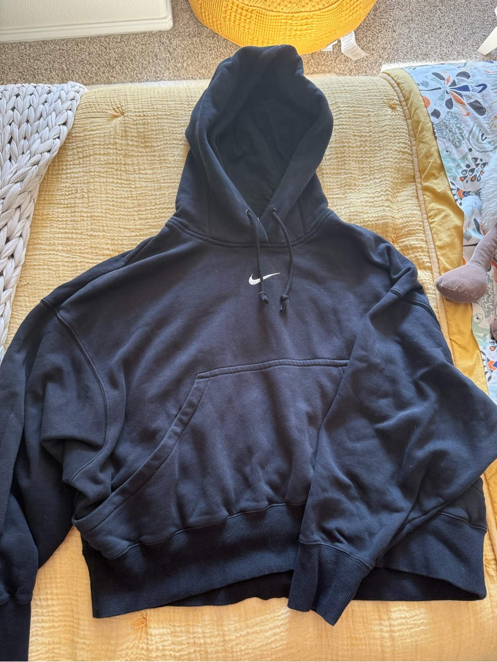 Nike Black Hooded Pullover Sweatshirt with White Swoosh